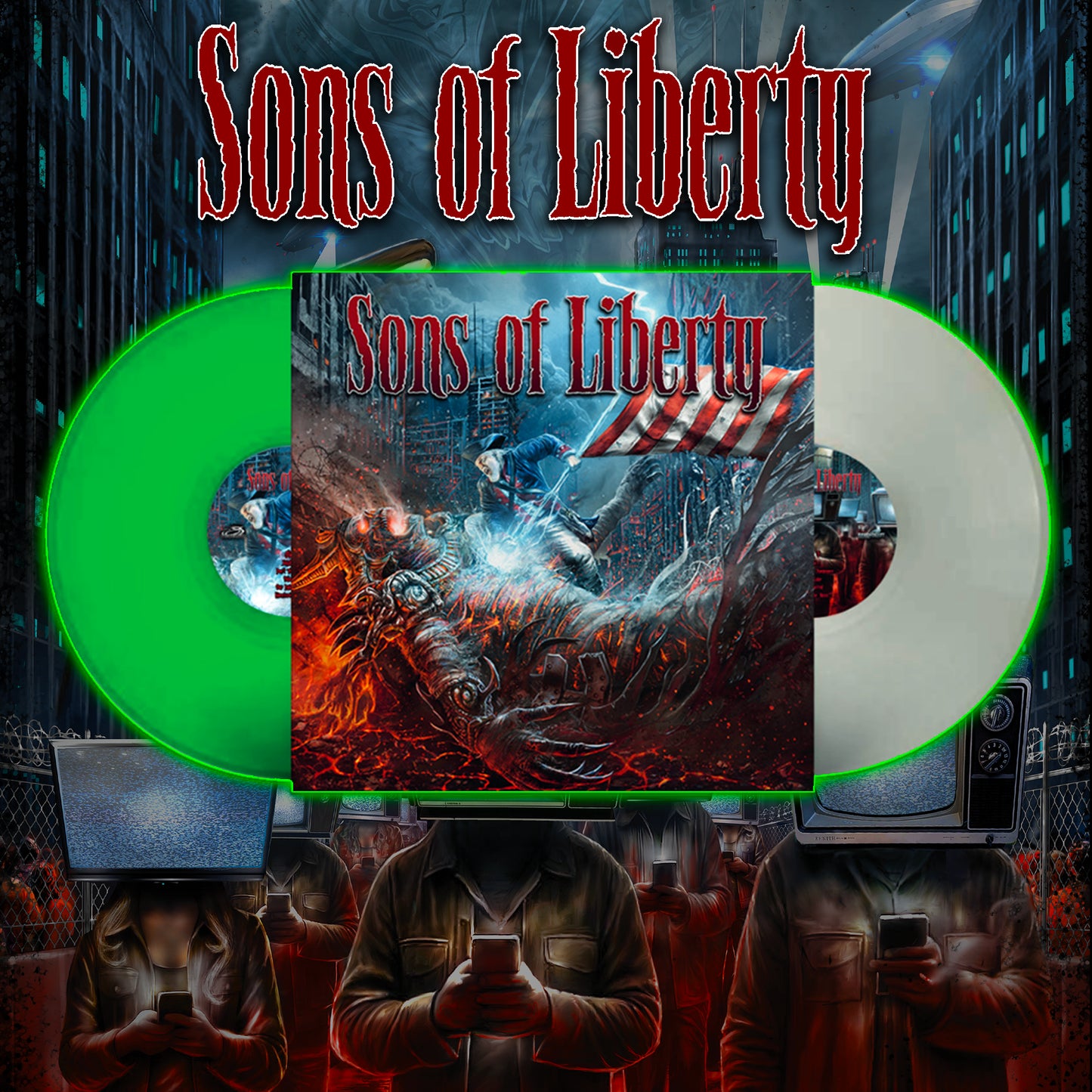 LIMITED TO 100 WORLDWIDE - Sons of Liberty - Thought Crimes (Volumes 1 & 2) Signed Vinyl - Glow in the Dark